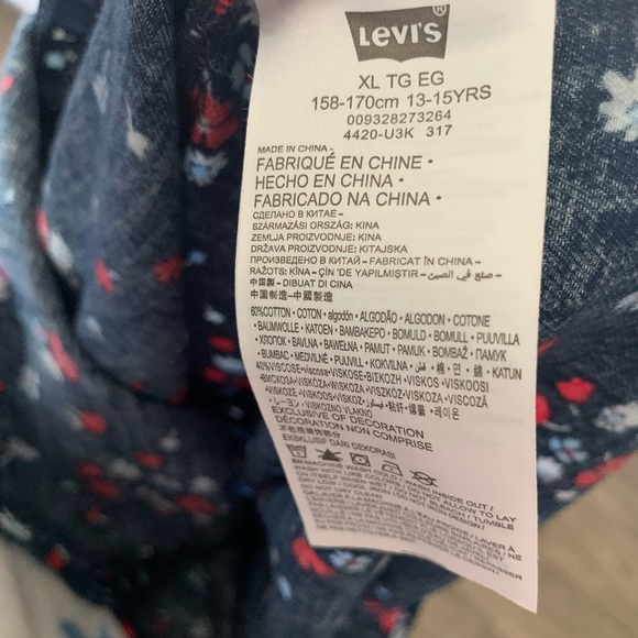 Levi’s Navy,Red&White Floral Long Sleeve Dress - Picture 8 of 8